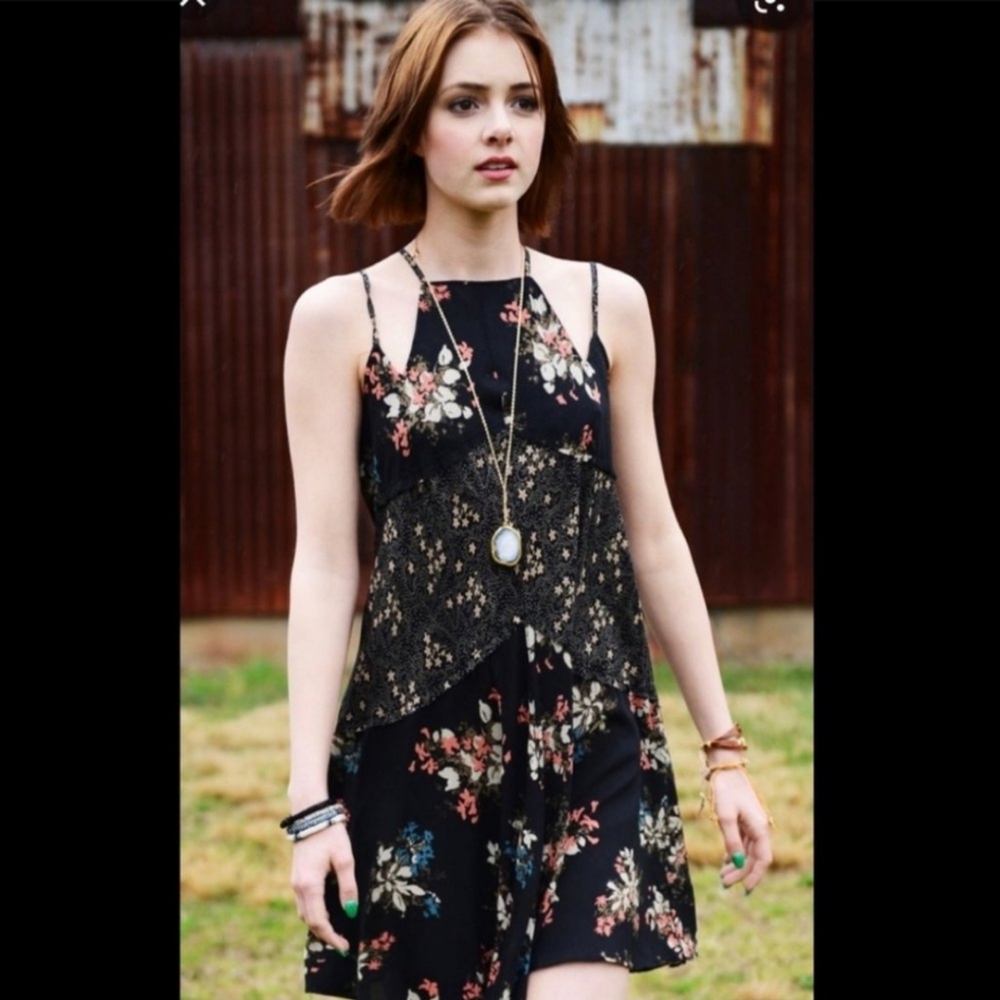 Free People Floral Black Dress Size Small - Picture 3 of 5